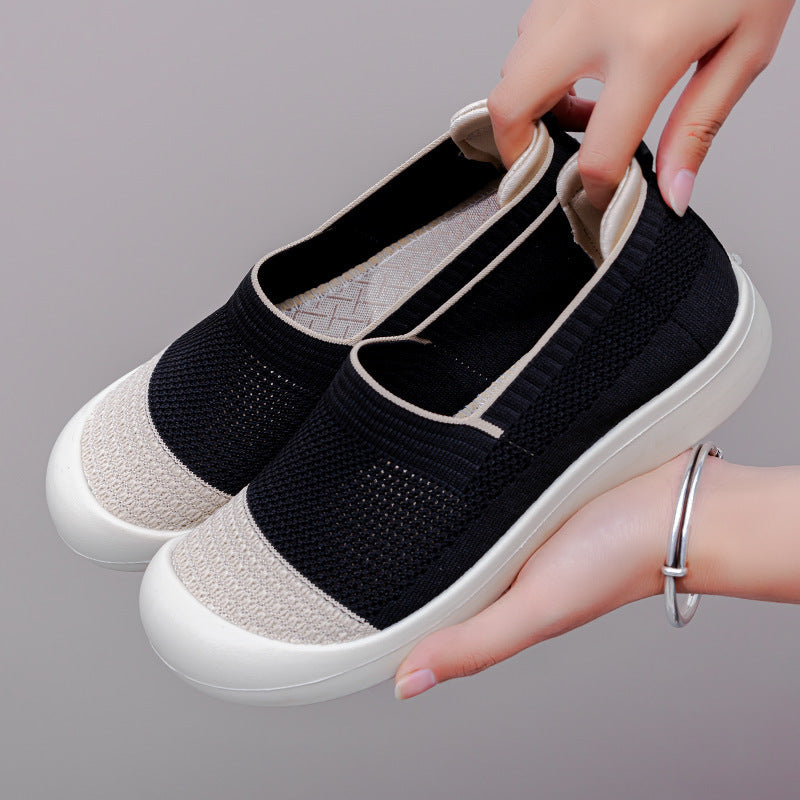 Damen Sneaker Slip-On atmungsaktiv Strickoptik