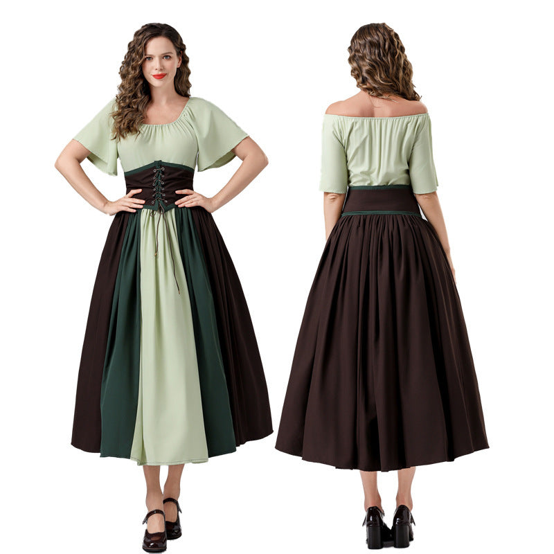 Damen Maxikleid Elegant Tailliert Schnüren Ärmel Lang