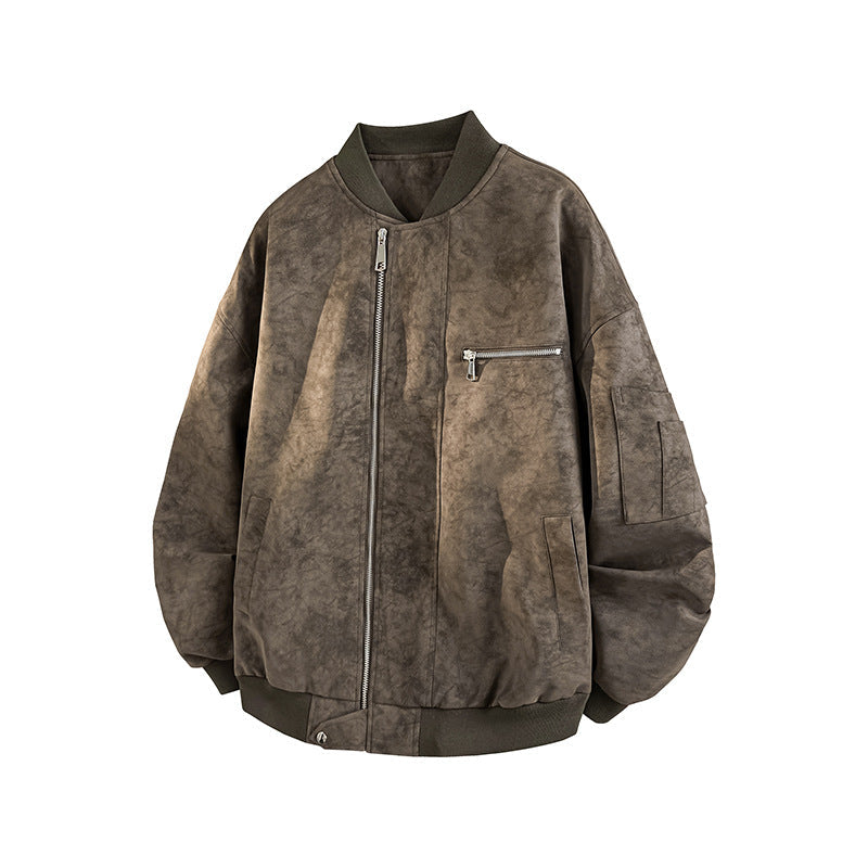 Herren Bomberjacke Oversized Lässig Strapazierfähig mit Taschen