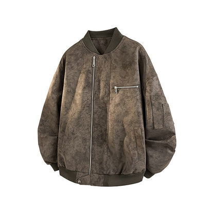 Herren Bomberjacke Oversized Lässig Strapazierfähig mit Taschen