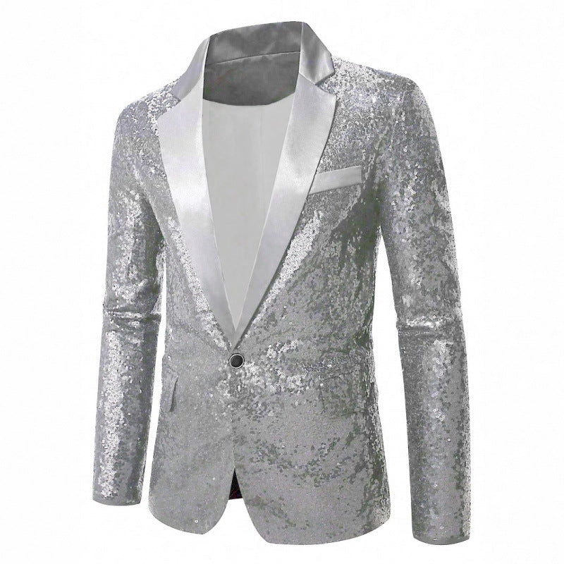 Herren Anzug Blazer Pailletten Glamour Schwarz