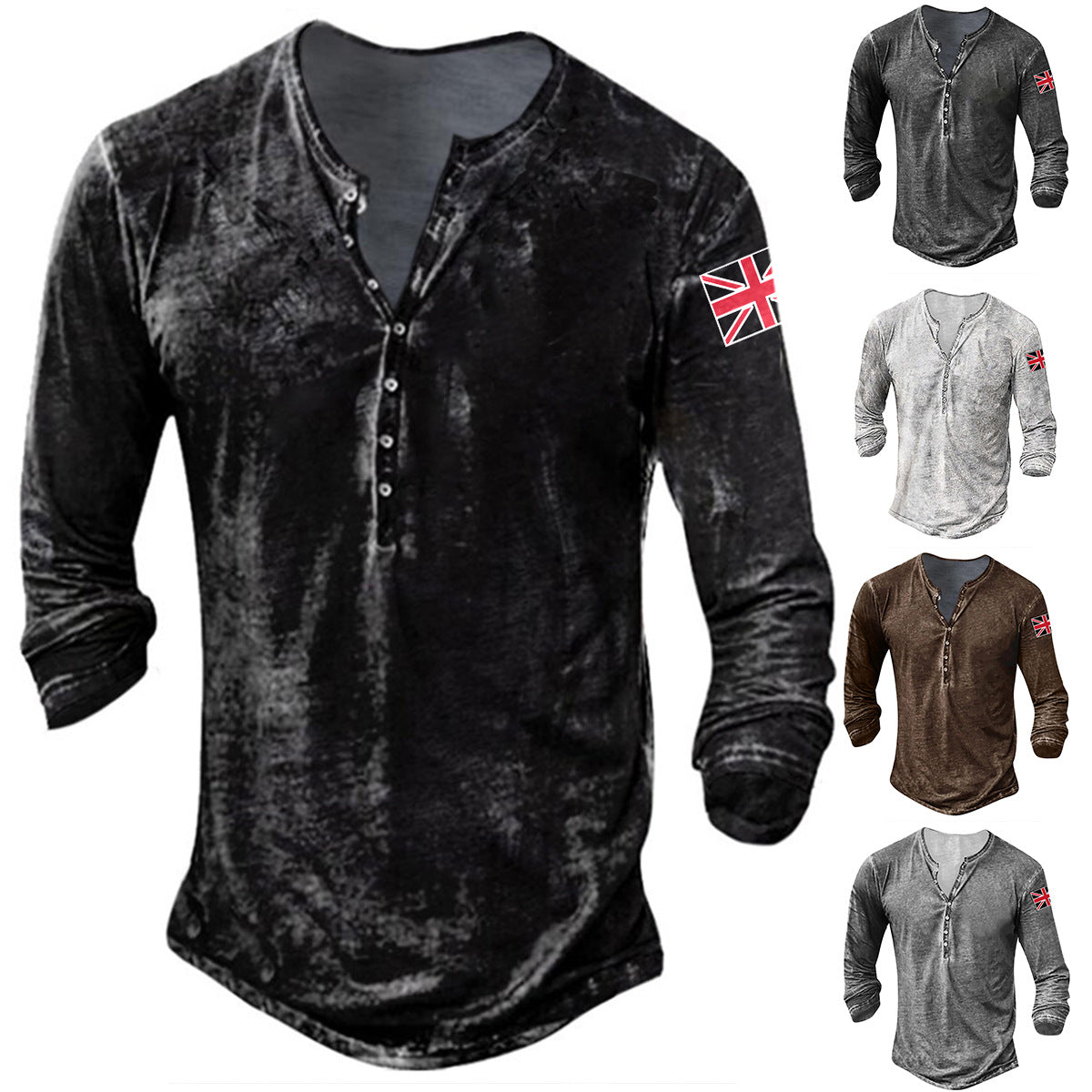 Herren Langarmhemd Modern mit Knöpfen und Aufdruck - BerlinGlamour