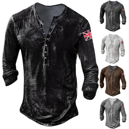 Herren Langarmhemd Modern mit Knöpfen und Aufdruck - BerlinGlamour