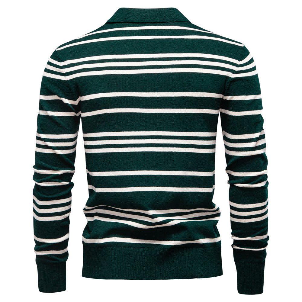 Herren Polo Pullover Streifenmuster Leicht Modern