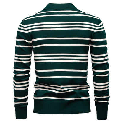 Herren Polo Pullover Streifenmuster Leicht Modern