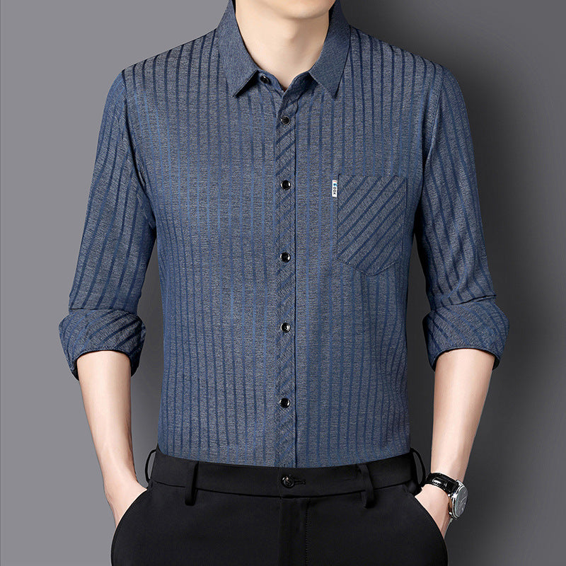 Herren Langarmhemd mit Streifenmuster Modern Style
