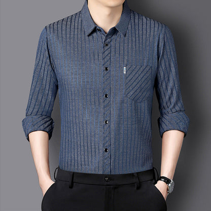 Herren Langarmhemd mit Streifenmuster Modern Style