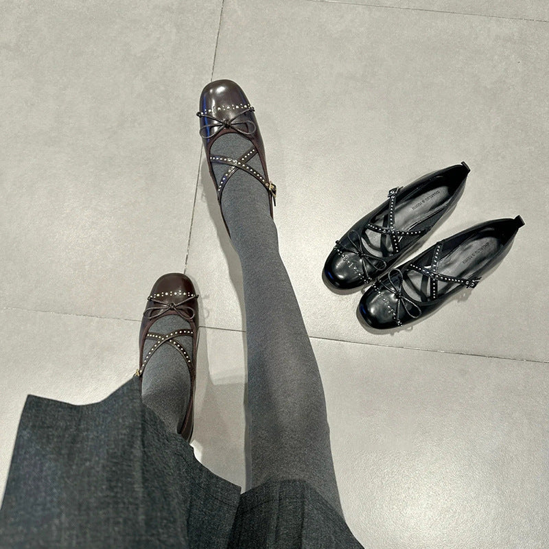 Damen Ballerinas Modisch Glitzernd mit Riemendesign