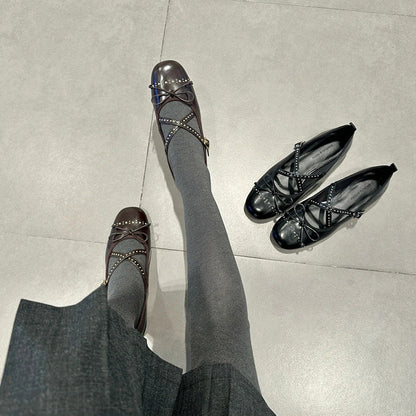 Damen Ballerinas Modisch Glitzernd mit Riemendesign