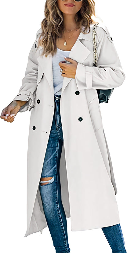 Damen Trenchcoat Elegant mit Gürtel und Knöpfen Modern