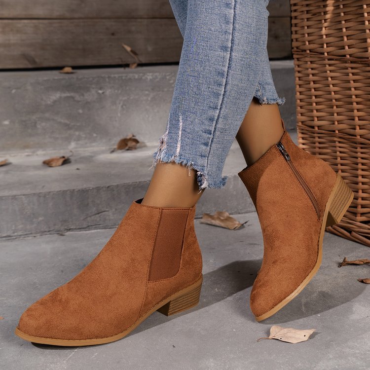 Damen Stiefeletten Elegant Reißverschluss Blockabsatz Komfort - BerlinGlamour