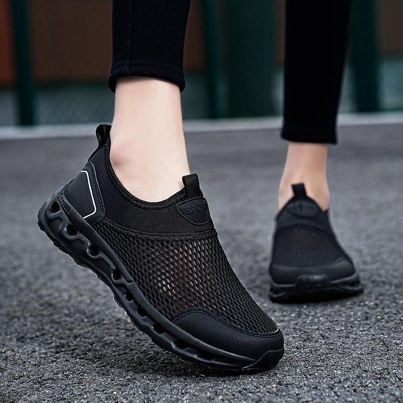 Damen Sneaker Sport Mesh Bequem Sneakers Schwarz