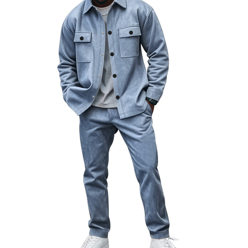 Herren Hemd-Hose-Set Weich Komfortabel Mit Taschen