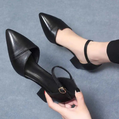 Damen Halbschuhe Elegante Schnalle Blockabsatz Stilettos