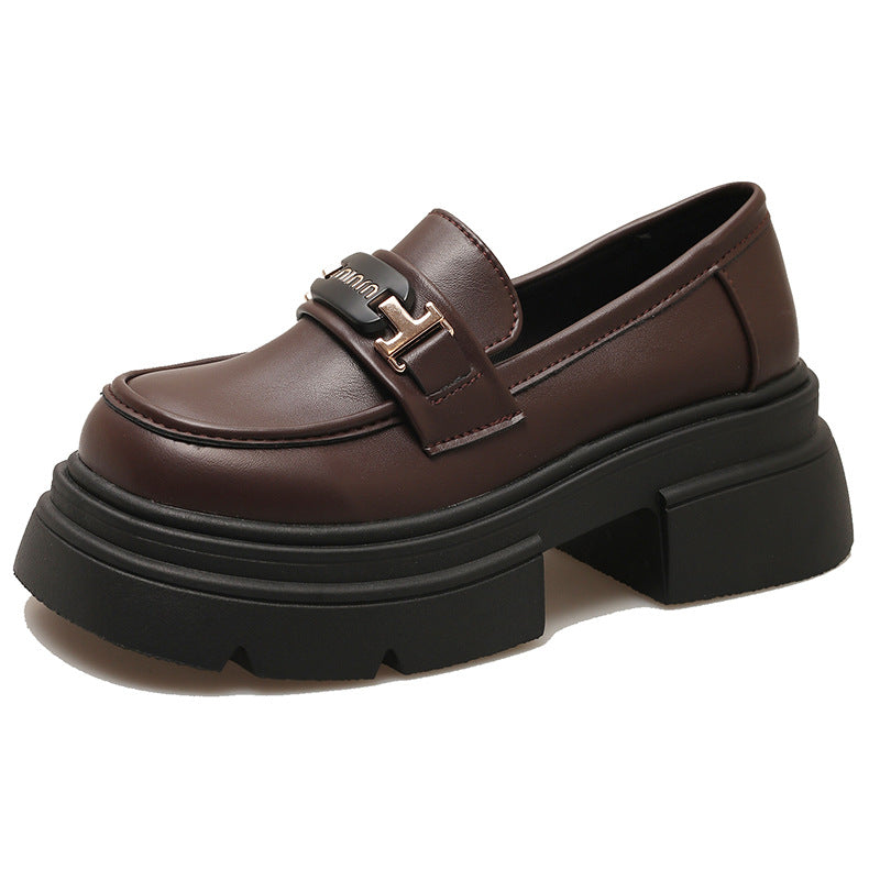 Damen Loafers Hochabsatz Glänzend Schuhe Modisch