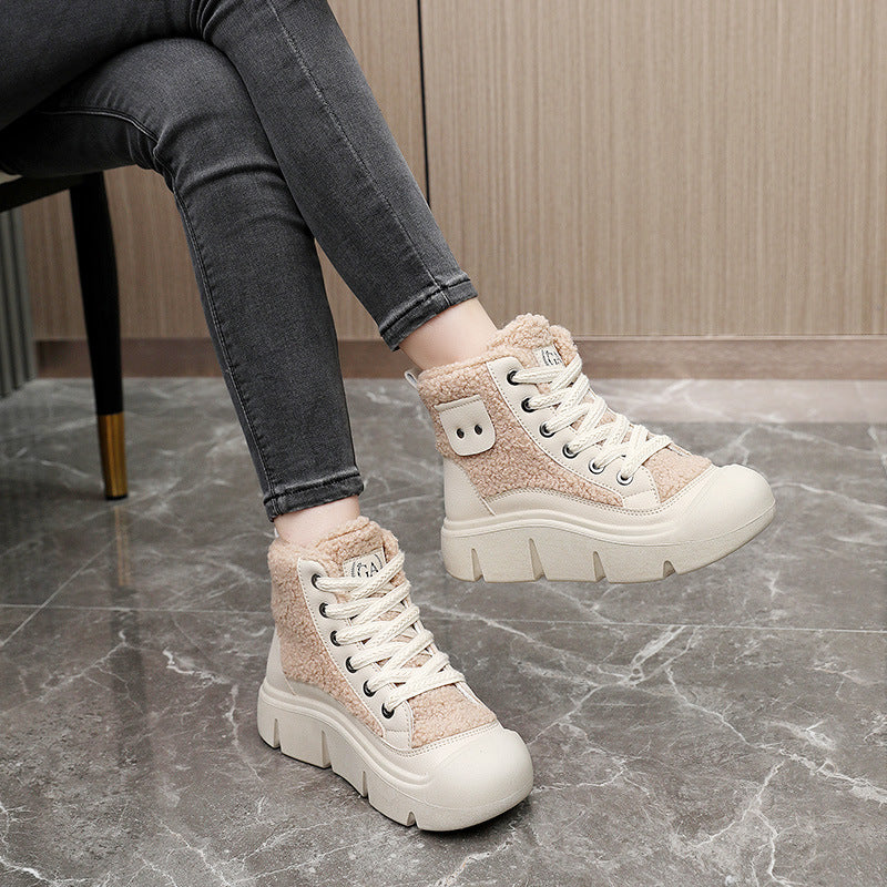Damen Sneaker High-Top Modisch Kuschelig Weich