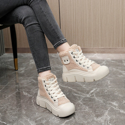 Damen Sneaker High-Top Modisch Kuschelig Weich