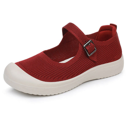 Damen Ballerinas Bequem Verstellbarer Riemen