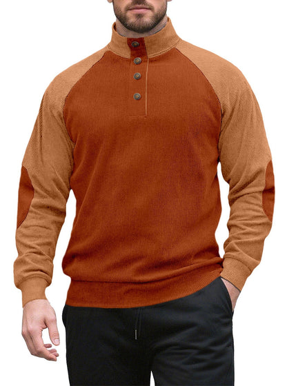 Herren Strickpullover Modern Stehkragen Knopfleiste