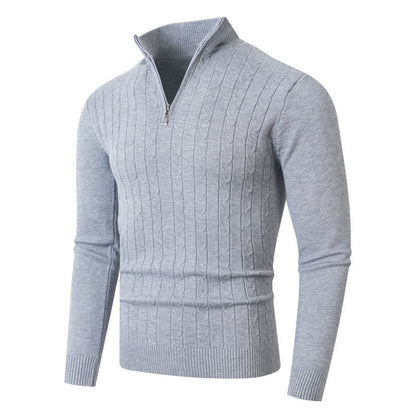 Strickpullover Herren mit Reißverschluss und Struktur Optik