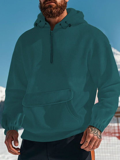 Herren Fleece Pullover Kapuzen Sweatshirt Mit Reißverschluss
