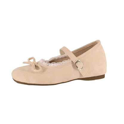 Damen Ballerinas mit verstellbarem Riemen Spitzenbesatz Elegant