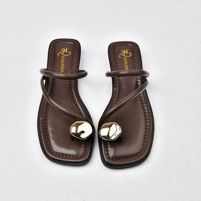 Damen Sandalen Riemchensandalen Elegante Metallic Akzente - BerlinGlamour