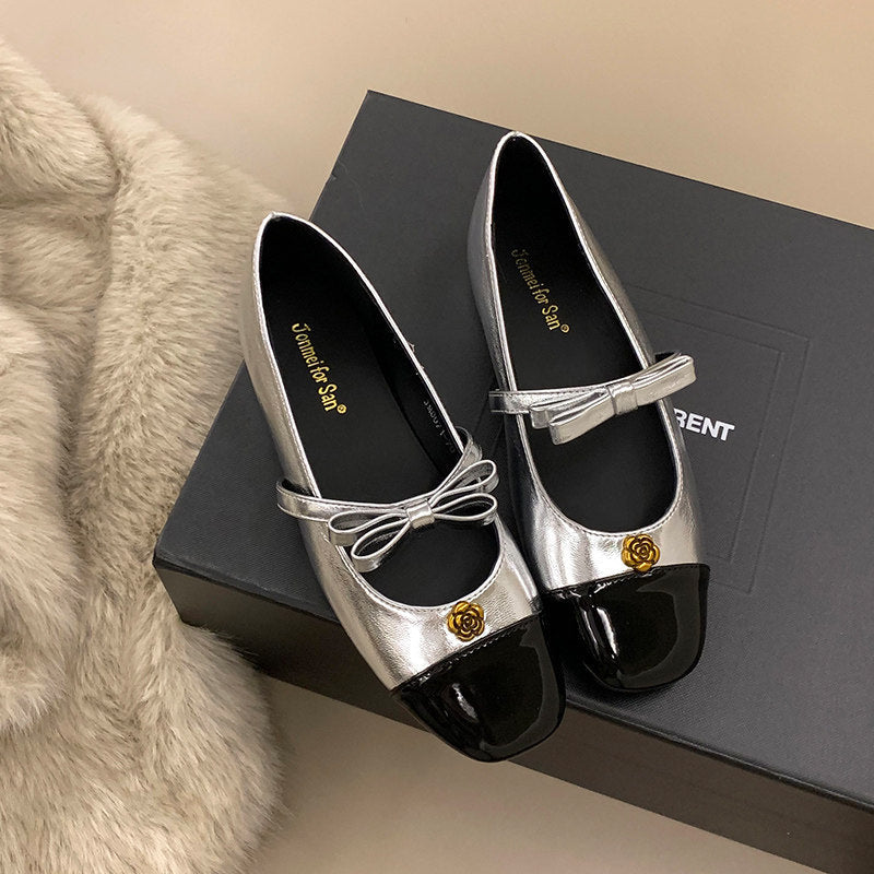 Damen Ballerinas Elegante Schleifen Schuhe Glanz