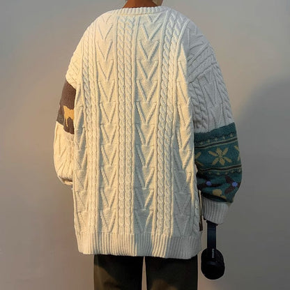 Grobstrickpullover Damen Gemustert Trendig Modern