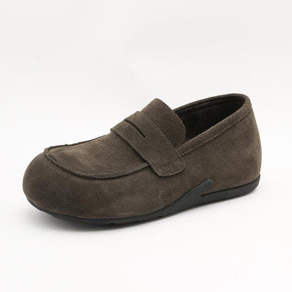 Damen Mokassins Wildleder Weich Bequem Verstellbar