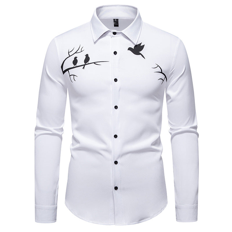 Herren Langarmhemd Vogel Motiv Berlin Style