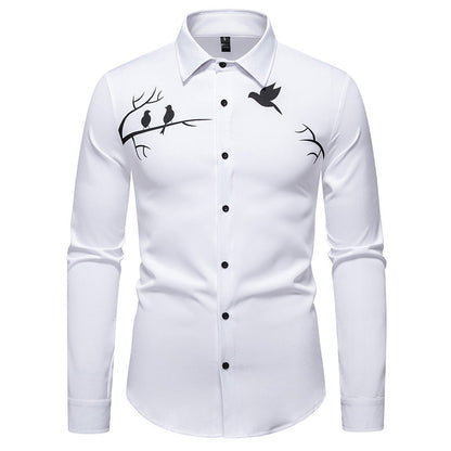 Herren Langarmhemd Vogel Motiv Berlin Style