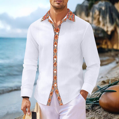 Herren Hemd Langarm Bunt Kragenmuster Modern - BerlinGlamour