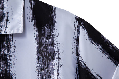 Herren Kurzarmhemd Modernes Pinselstrich Design