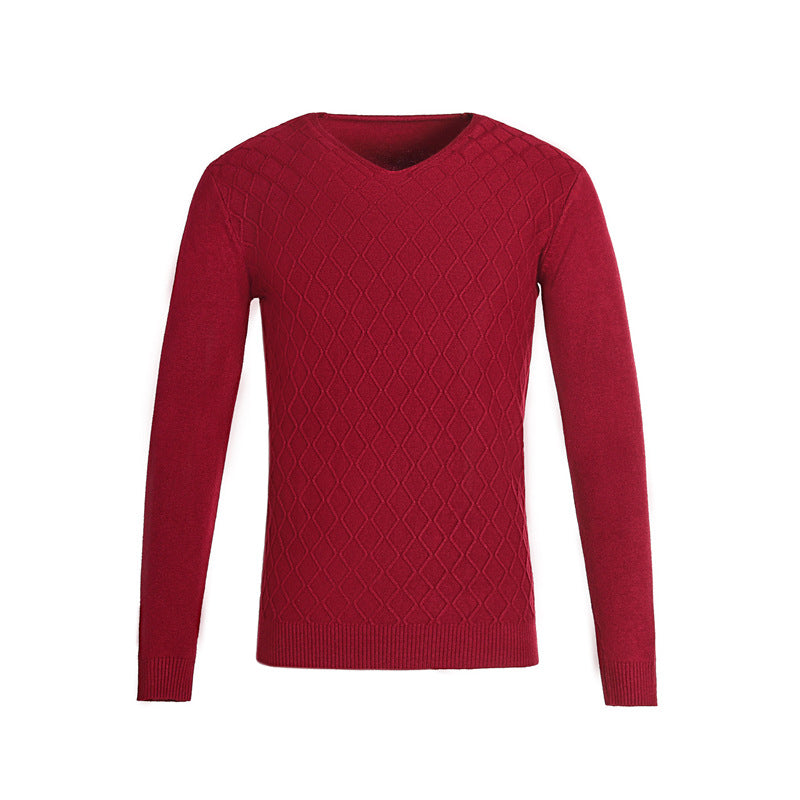 Herren Pullover V-Ausschnitt Struktur Muster Trendig