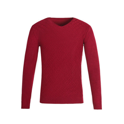 Herren Pullover V-Ausschnitt Struktur Muster Trendig