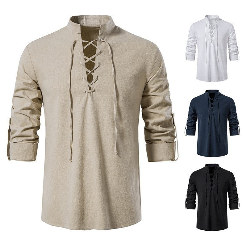 Herren Langarmhemd Modern Kordelzug Elegante - BerlinGlamour