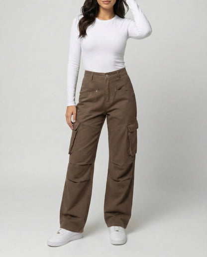 Damen Cargohose Weite Bein Extra Komfortable Arbeitshose - BerlinGlamour