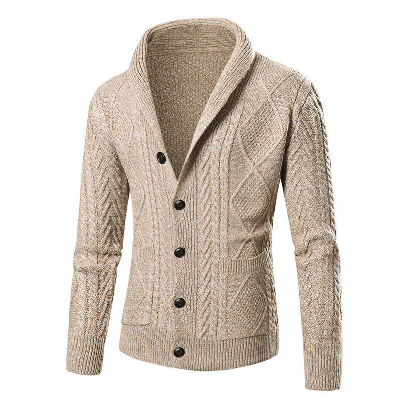 Herren Strickjacke Modern Zopfmuster Praktisch