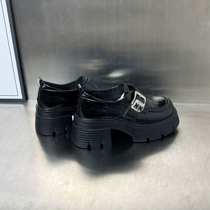 Damen Schnürschuhe Elegant Klobige Sohle Modische Schnallen