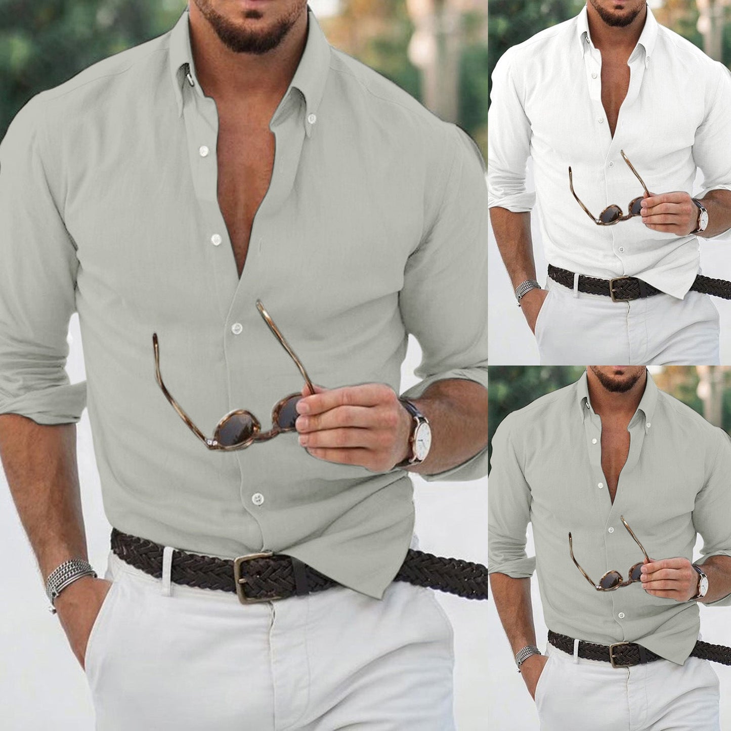 Herren Leinenhemd Langarm Modern Slim Fit Leicht - BerlinGlamour