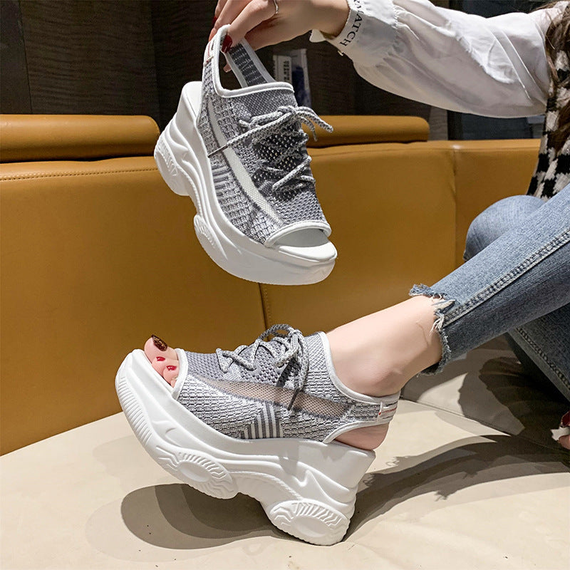 Damen Plateausandalen Sportlich Atmungsaktiv Komfort