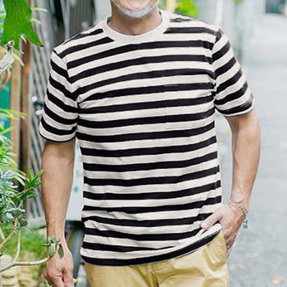 Herren T-Shirt Streifen klassisch mit Brusttasche Berlin Style - BerlinGlamour