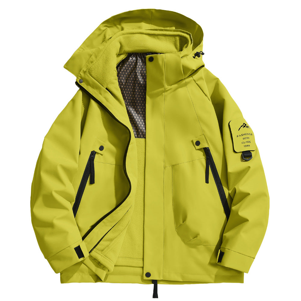 Herren Outdoorjacke Wetterfest Isoliert Kapuze Verstellbar