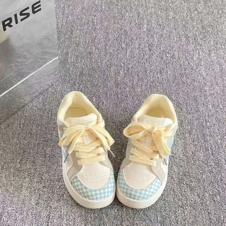 Damen Sneaker Kariert Atmungsaktiv Sportlich