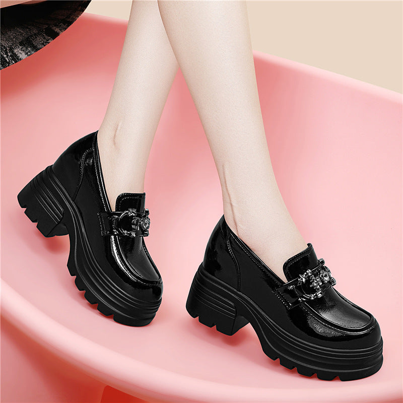 Damen Plateau Mokassins Schnalle Trendy Mode