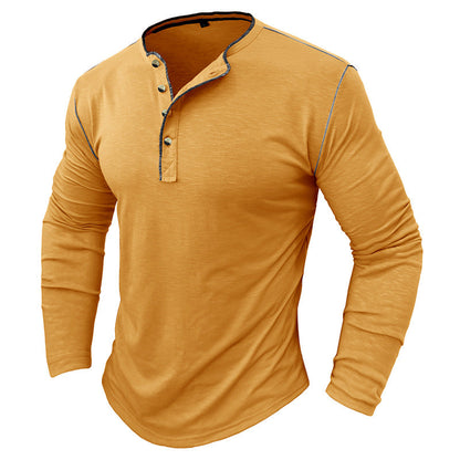 Herren Langarmhemd Klassisch Henley Style Modern