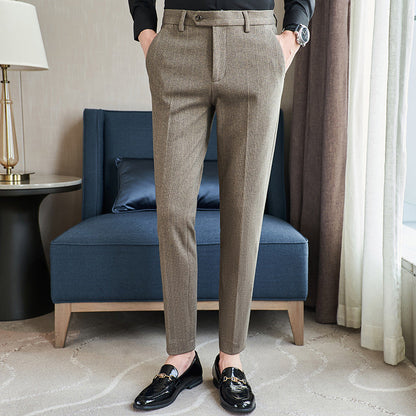 Herren Anzughose Slim Fit Schmal Schwarze Hose