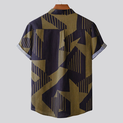 Herren Kurzarmhemd Modern Geometrisch Knopfverschluss Trendy