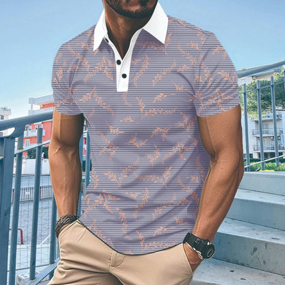 Herren Polohemd Modern Floralmuster Slimfit